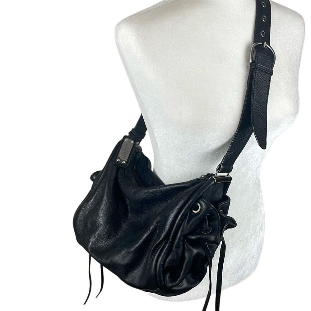 abro + Pebbled Leather Crossbody Shoulder Bag Black